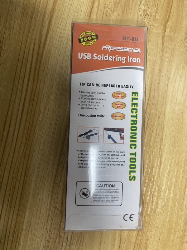 USB Soldering Iron package back